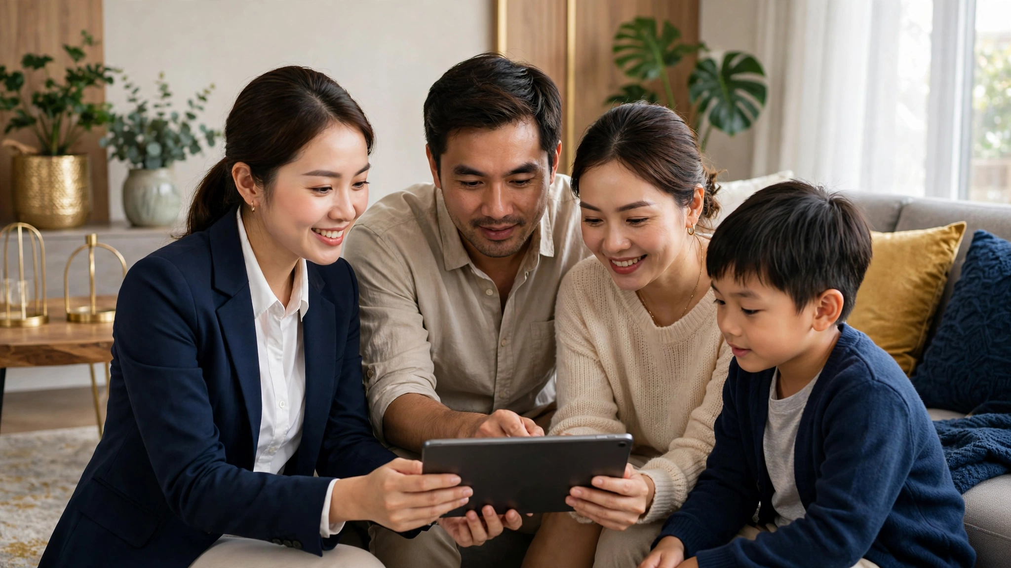 Chuyên viên bảo hiểm tư vấn cho một gia đình